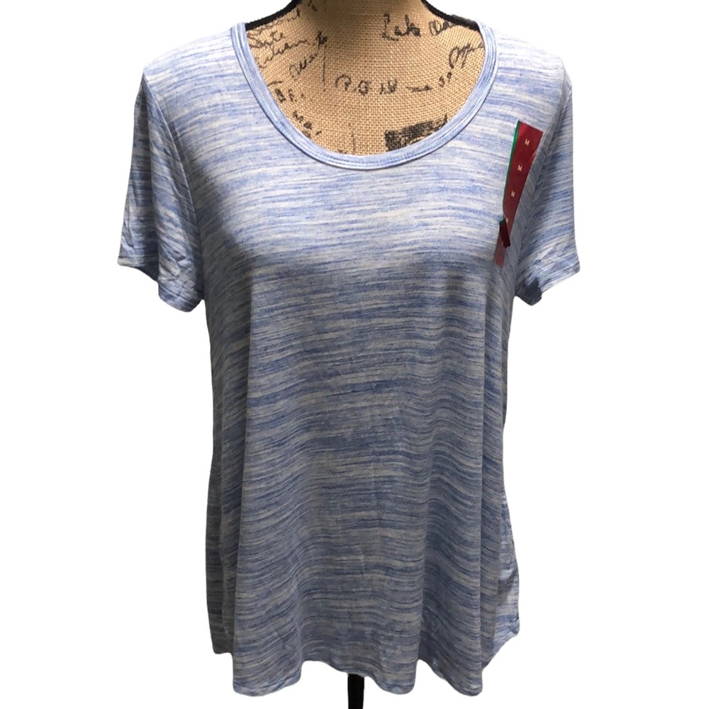 {Merona} NWT Blue And White Scoop Neck Short Sleeve Tee